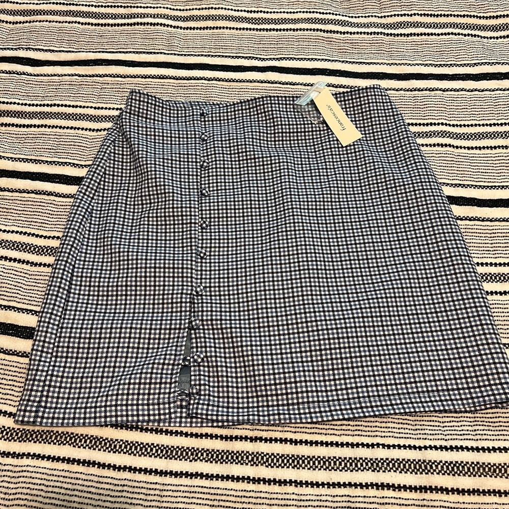 NWT Blue Rain Black, Blue and White Gingham Mini Skirt
